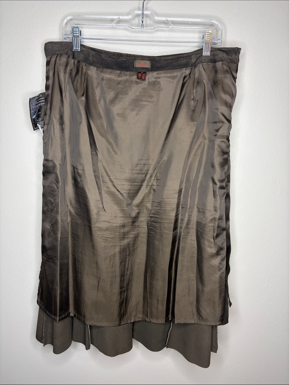 Danier Genuine Suede Pleated A-Line Midi Skirt - Deep Chocolate Brown Size 12 - Picture 9 of 16